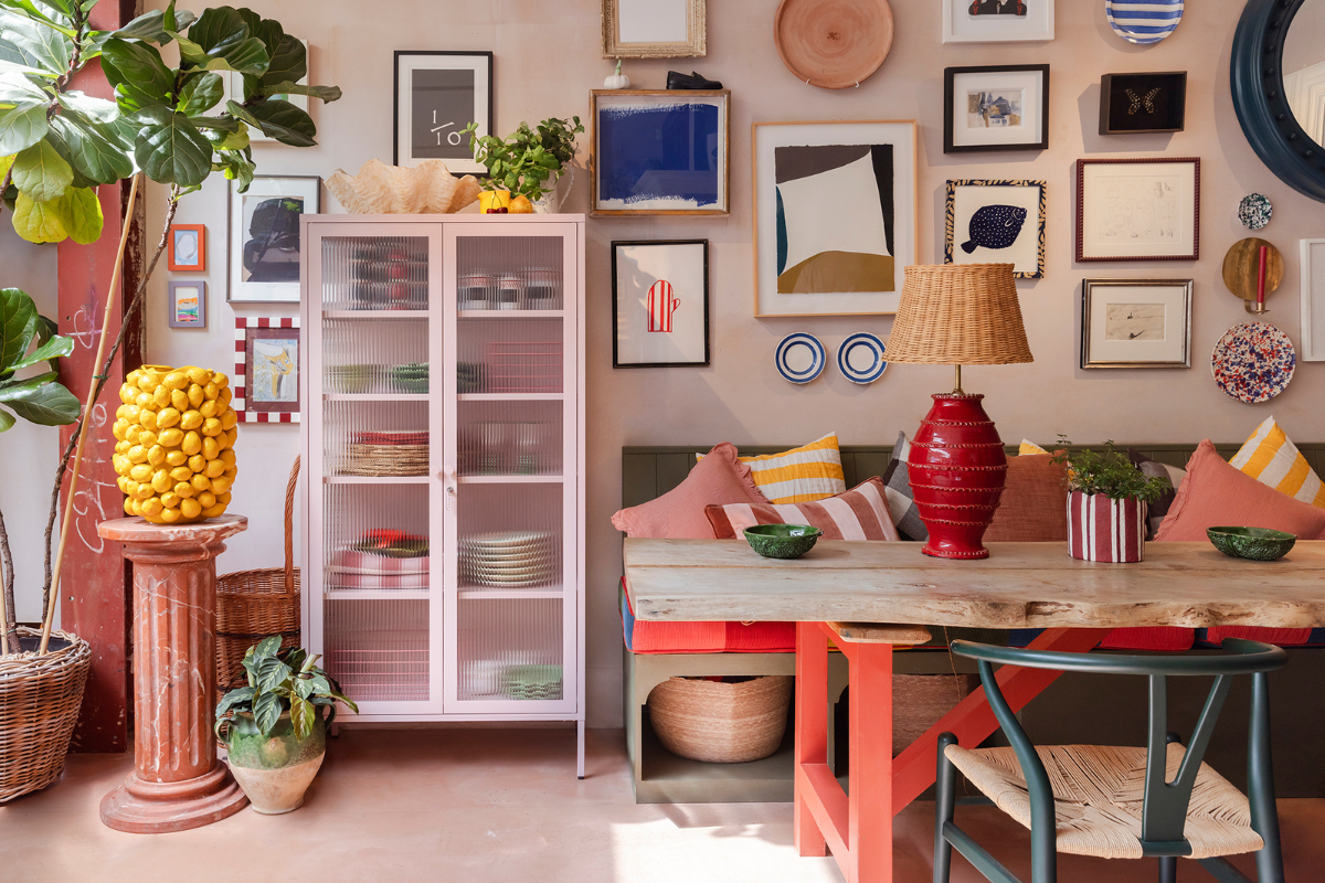 The Collector in Blush in a stylish living room