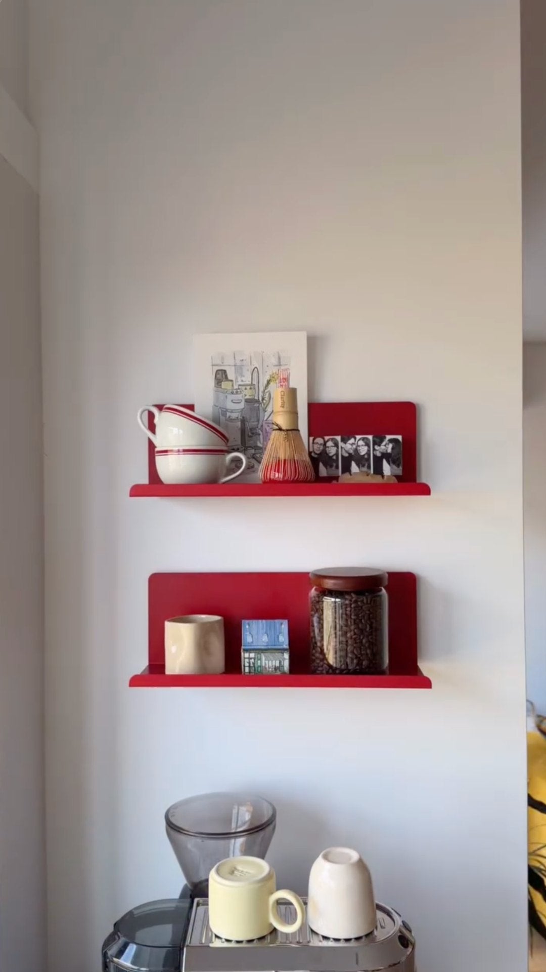 The Ledge floating shelves in Poppy red